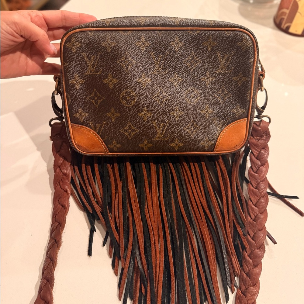 Luxury Brown and Black Fringe Crossbody Bag - Picture 5 of 8